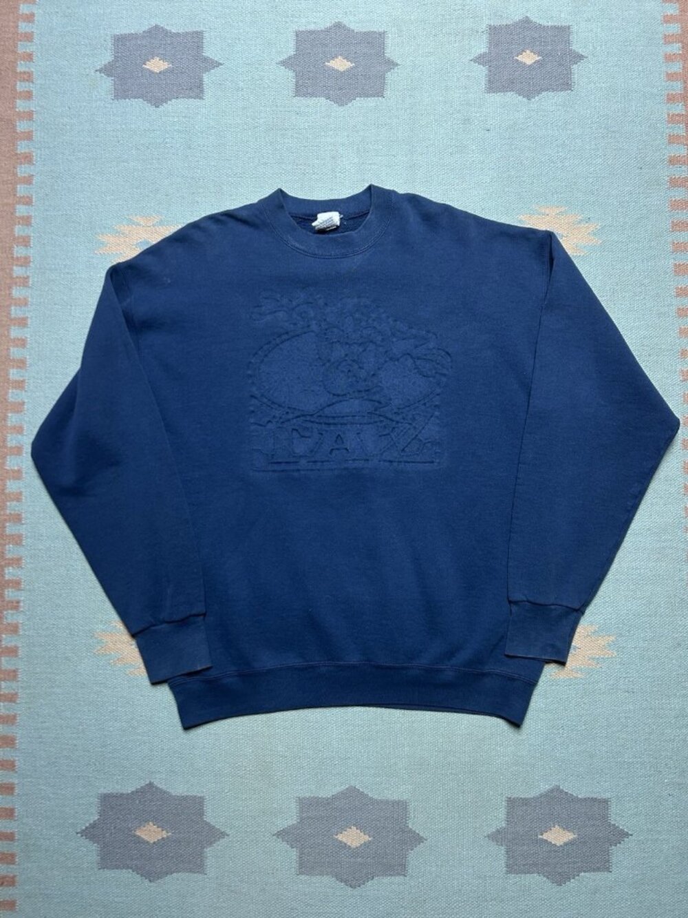 Vintage 90s crewneck sweatshirt looney tunes taz cartoon embossed blue adult XL
